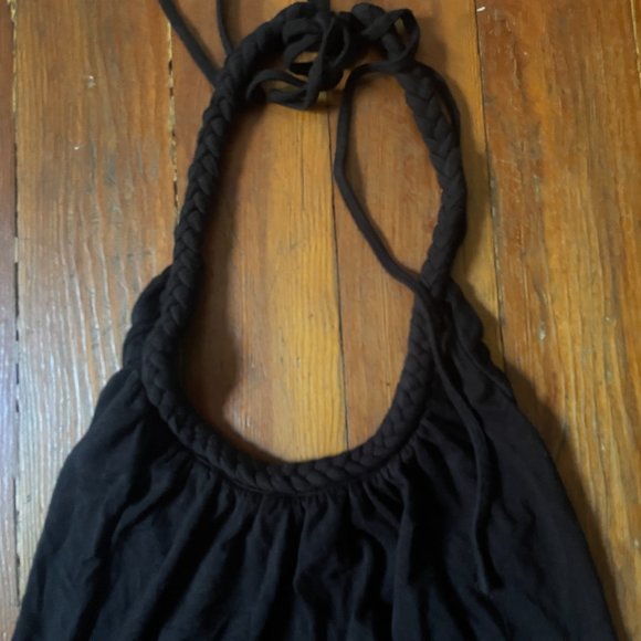 ROBERT RODRIGUEZ Black Rope Stretch Tunic Halter Top - Picture 2 of 3